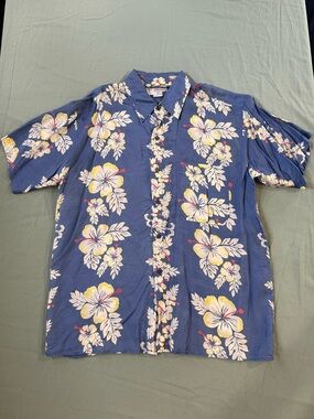 Men's Vintage 100% Silk Floral Hawaiian Button Down Shirt S